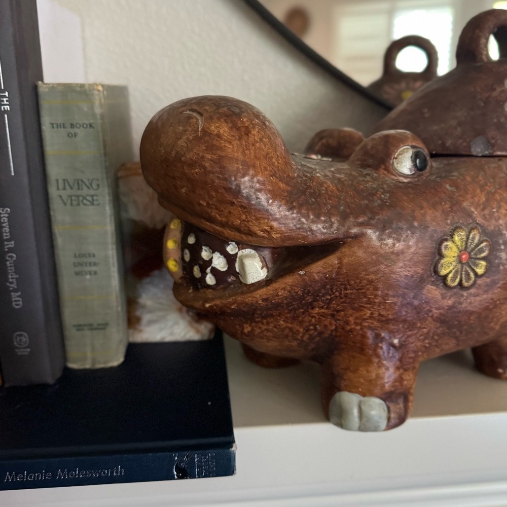Vintage‎ California Originals Hippo Cookie Jar Hand Painted Ceramic Hippopotamus - Picture 2 of 7
